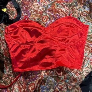Red Satin Bustier Top